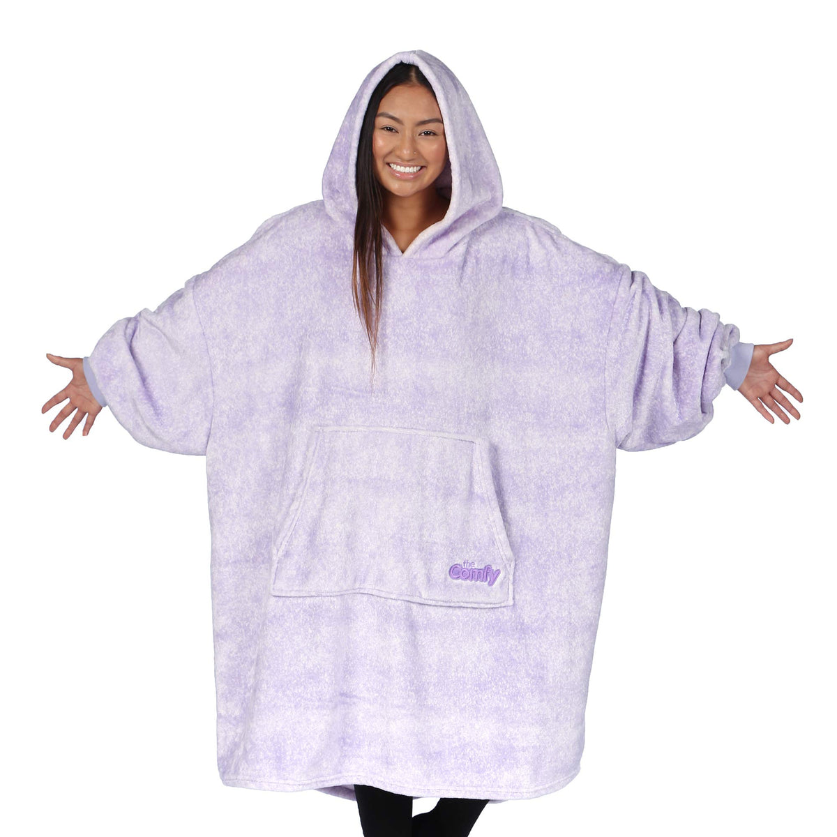 The Comfy Dream hood closeup shows breathable warmth for cozy lounging.