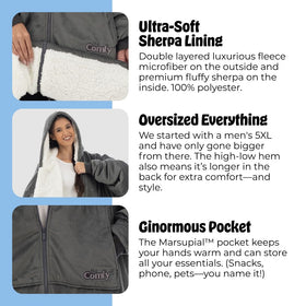 The Comfy Original Full Zip cloud-sherpa lining adds luxe softness.