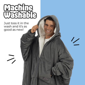The Comfy Original Full Zip hood and ribbed cuffs stay in place during movement.