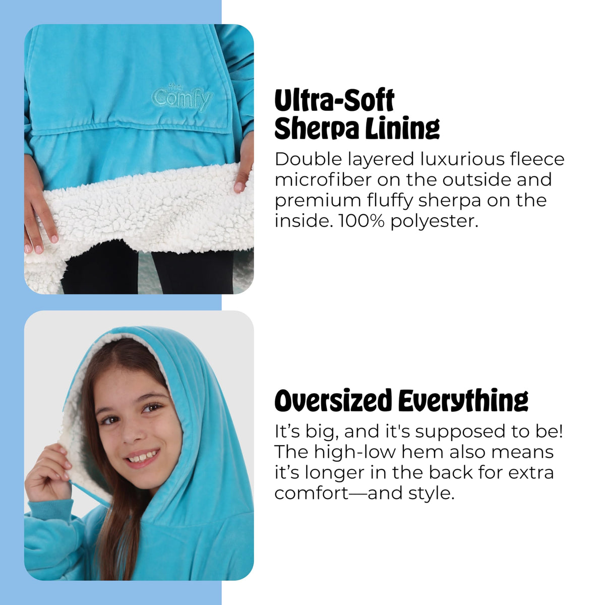 THE COMFY Original Jr oversized hood wraps kids in cloud-like warmth.