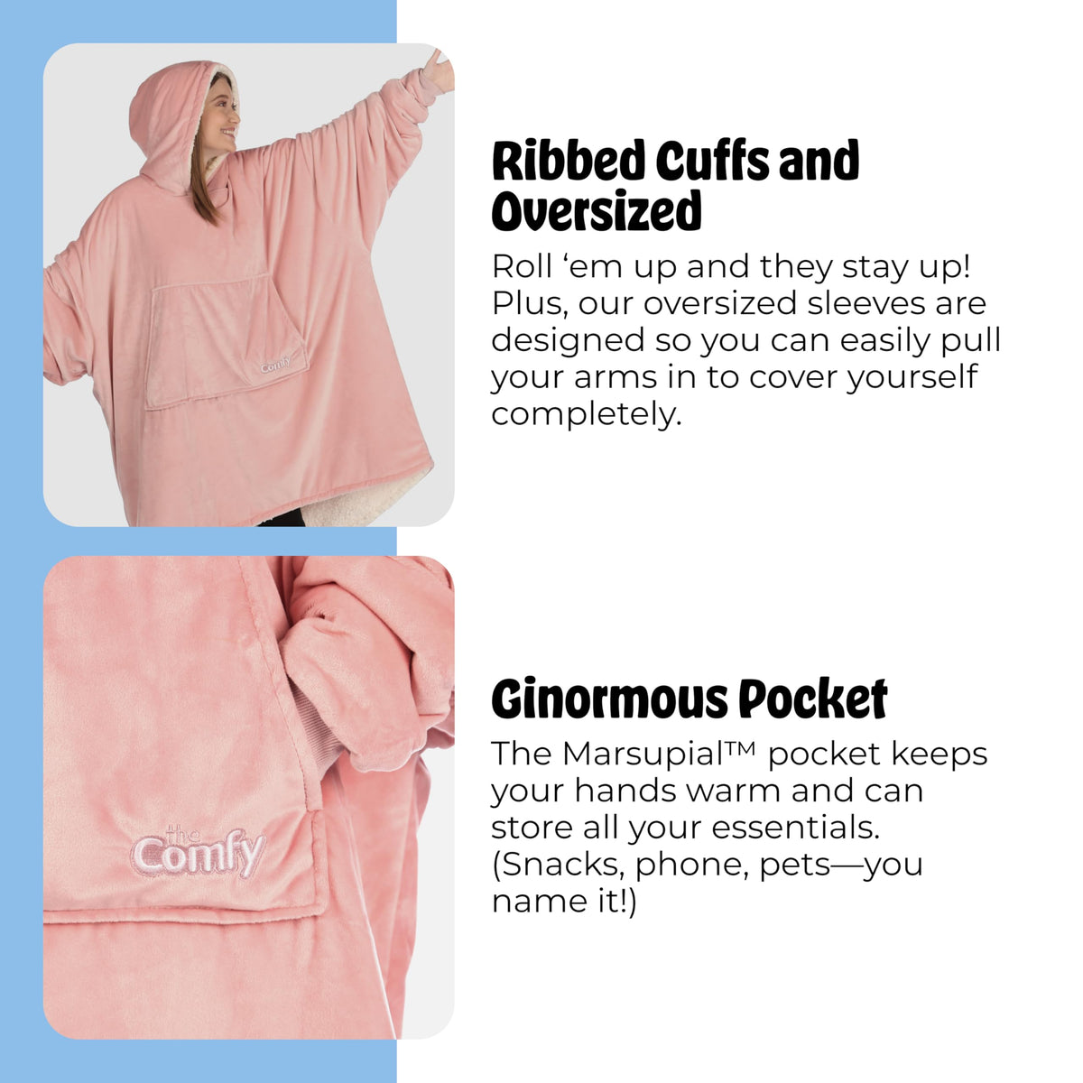 The COMFY Original plush hood warms the head on cold nights