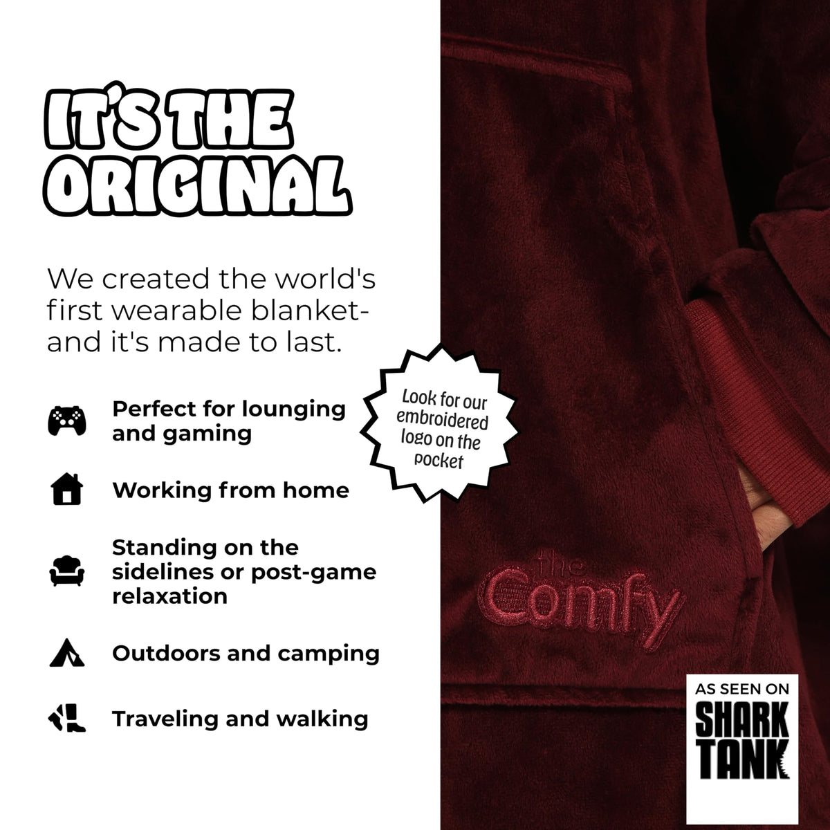 The COMFY Original sherpa lining close-up highlighting plush warmth.