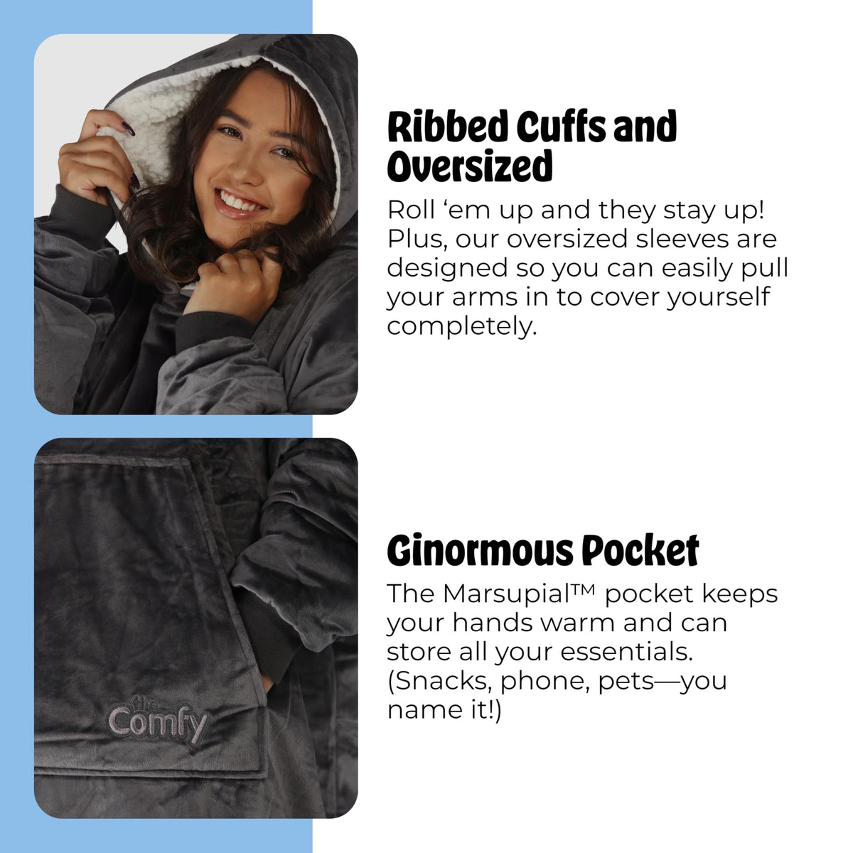 The Comfy Original Velveluxe microfiber exterior feels smooth and durable during use.