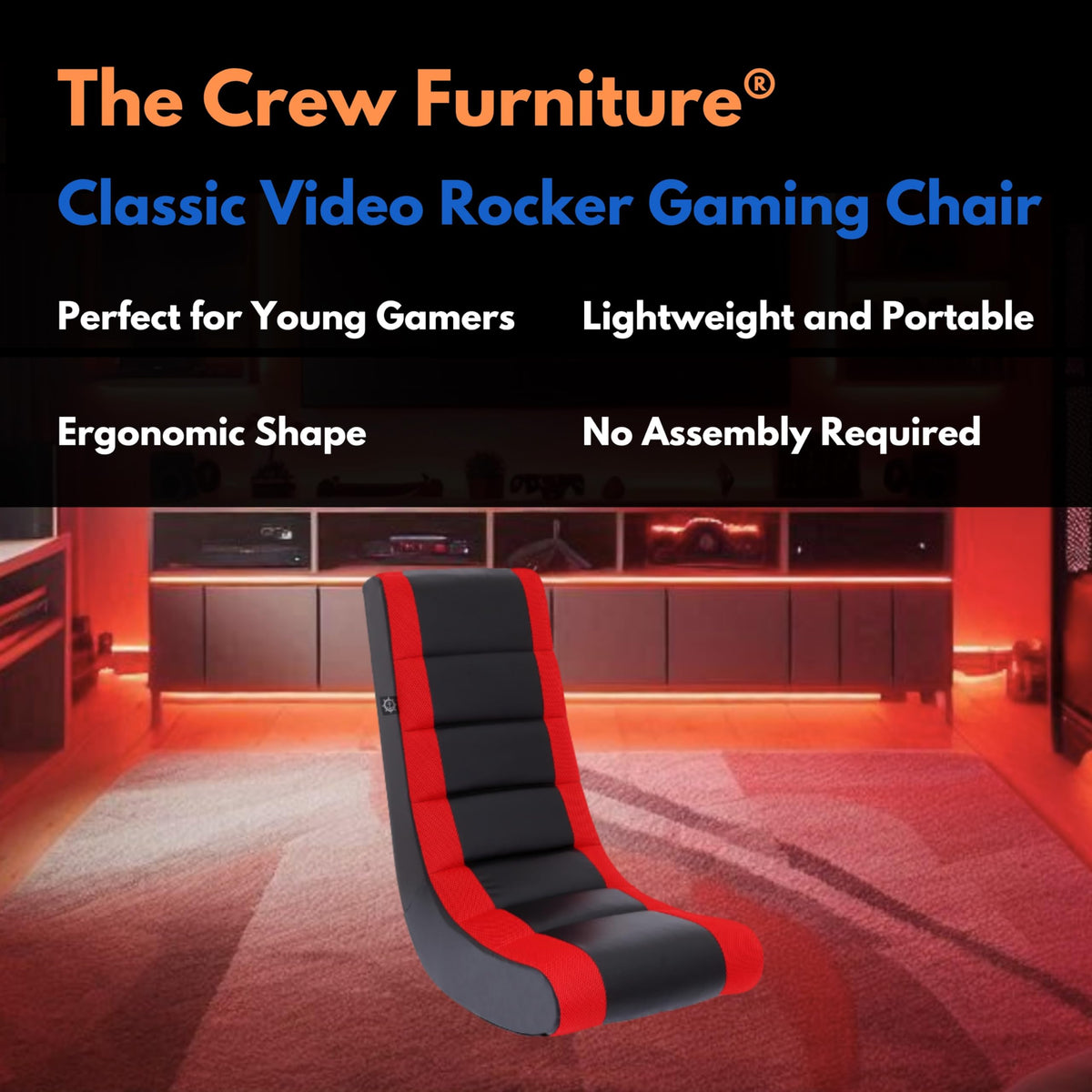The Crew Furniture Classic Video Rocker side profile supports ergonomic seating during long sessions