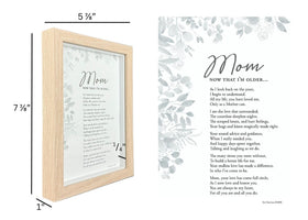 The Grandparent Gift Co. Mom Now That I'm Older poem card close-up with premium print.