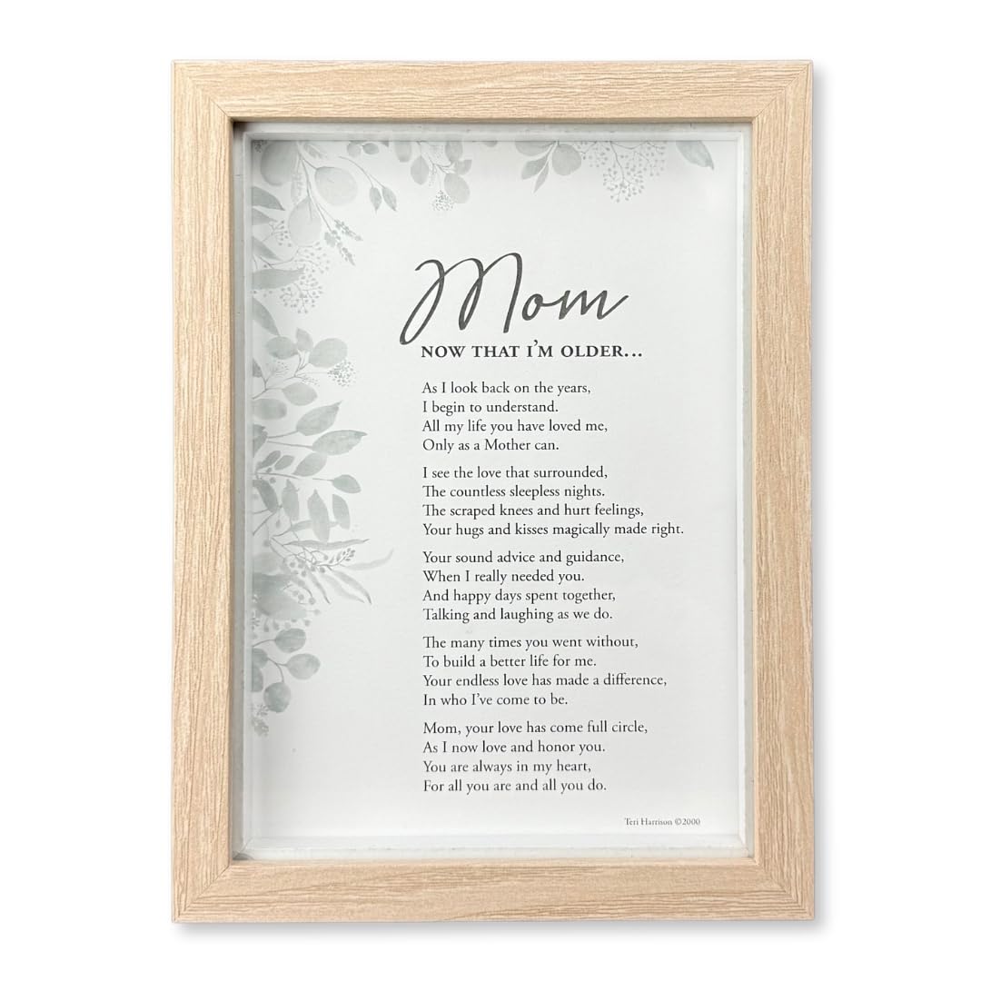 The Grandparent Gift Co. Mom Now That I'm Older shadow box frame on table, a timeless keepsake.