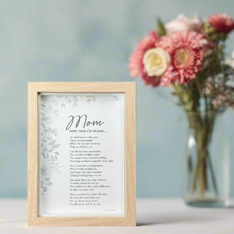 The Grandparent Gift Co. shadow box frame mounted on wall displaying the heartfelt poem for mom.