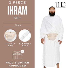 The Halal Caravan ihram opaque fabric maintains modest appearance during rituals