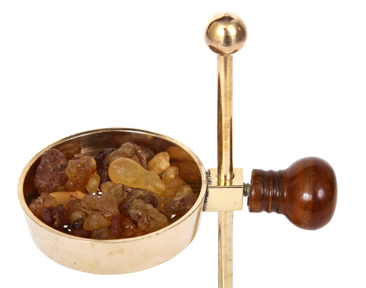THE JERUSALEM GIFT SHOP wooden-base incense burner with elegant brass finish