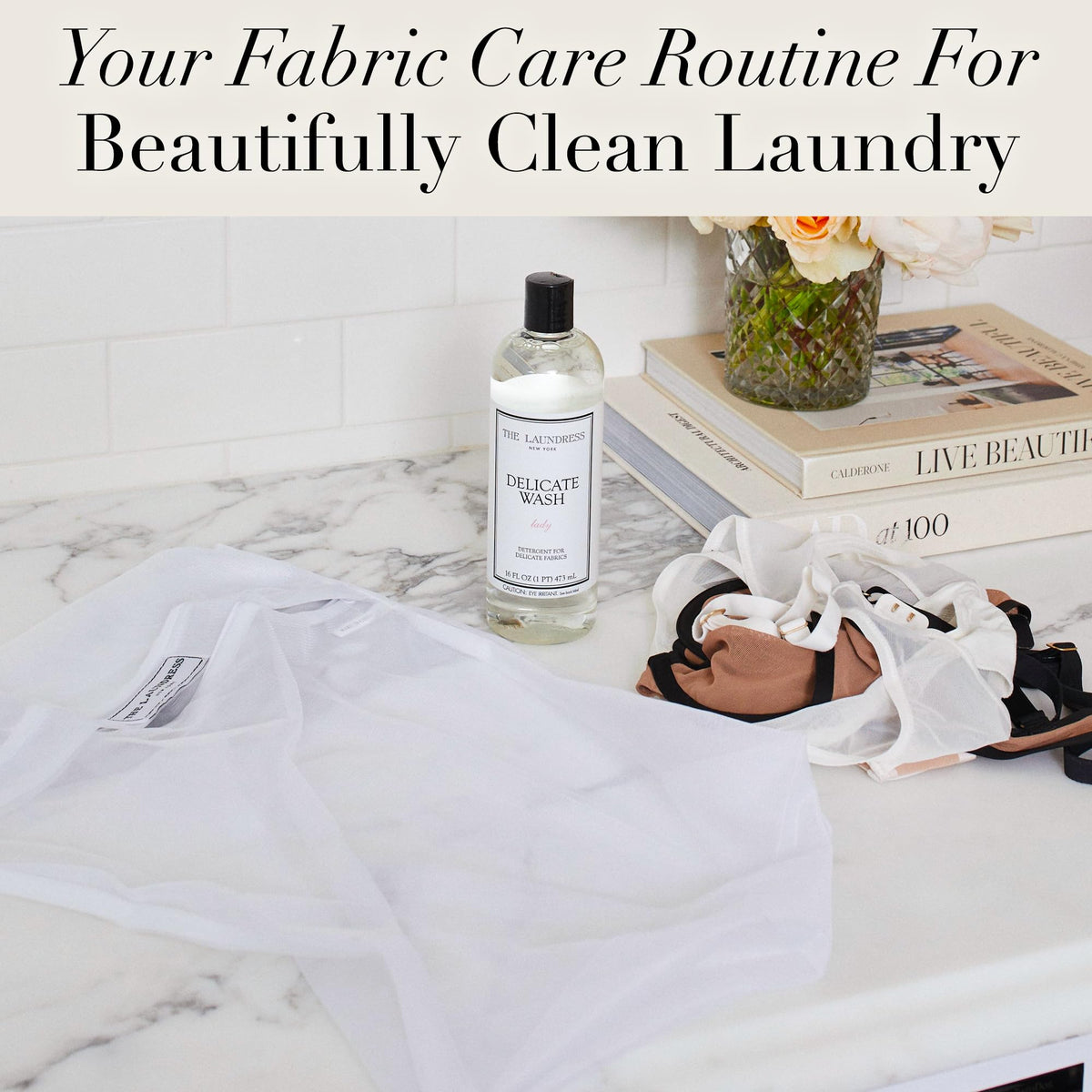 Delicate items stay protected in the washer and dryer with The Laundress bag