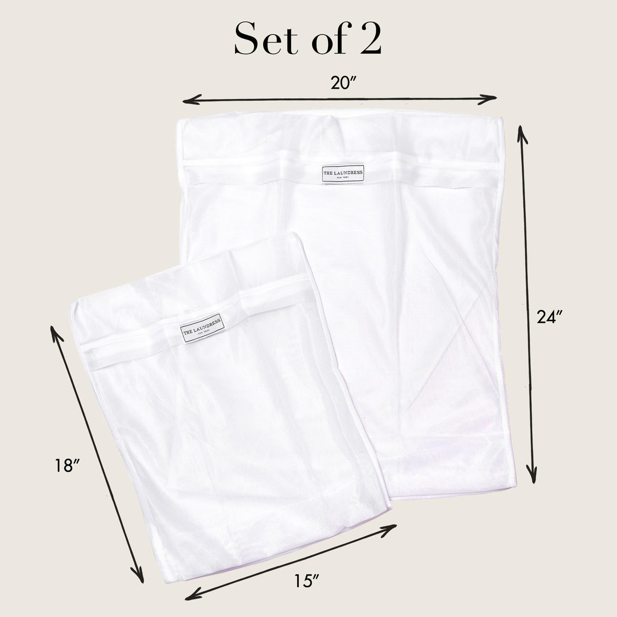 The Laundress mesh bag with zipper closure secures items