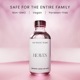 The Magic Scent Heaven Diffuser Oil label with note breakdown for quick reference.