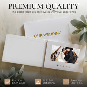 The Motion Books OUR WEDDING IPS screen delivers crisp video and audio for events.
