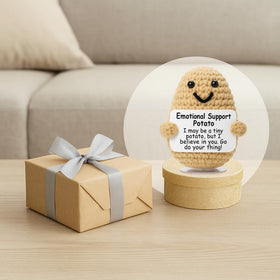 The Trend Collection holiday gift-exchange potato plush spreads smiles