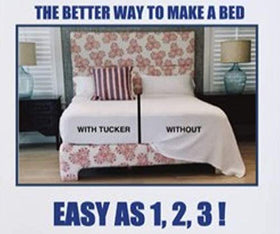 The Tucker on the mattress edge with a durable clip, secure fit