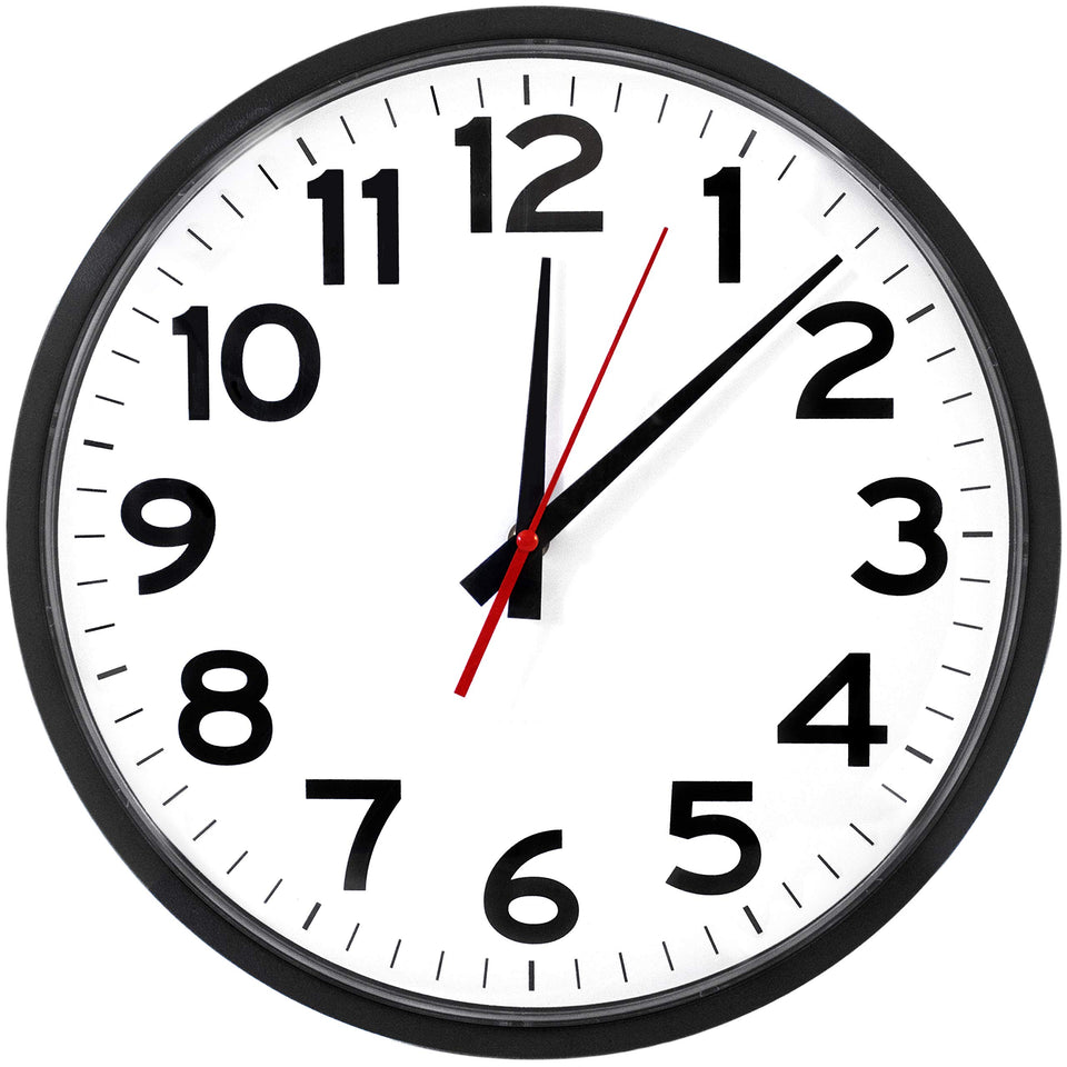 The Ultimate Wall Clock 14-inch face with bold numerals for easy readability.