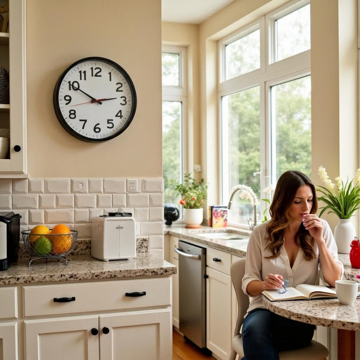 The Ultimate Wall Clock durable black frame complements modern decor.