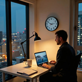 The Ultimate Wall Clock quick setup with included AA battery and time zone option.
