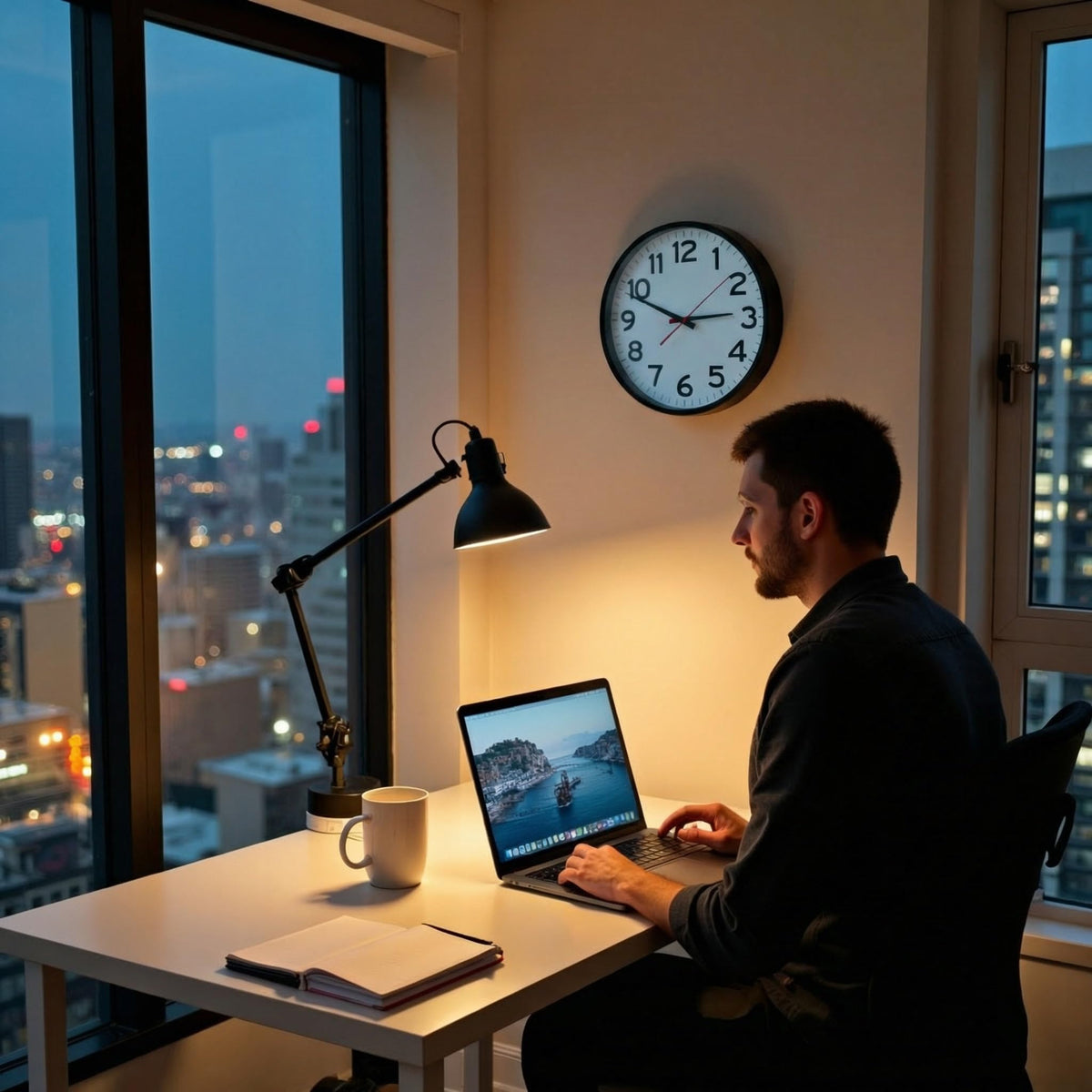 The Ultimate Wall Clock quick setup with included AA battery and time zone option.