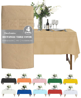 TheoZemica 54x108 inch kraft paper tablecloth protects surfaces during meals and celebrations.
