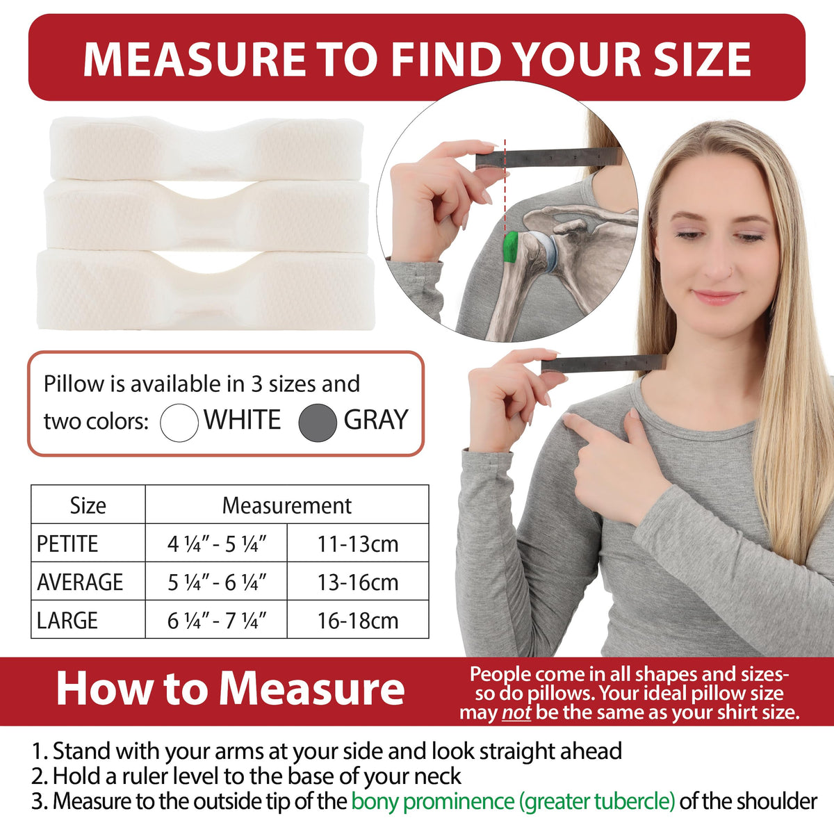 Therapeutica average size measurement guide helps find proper neck support