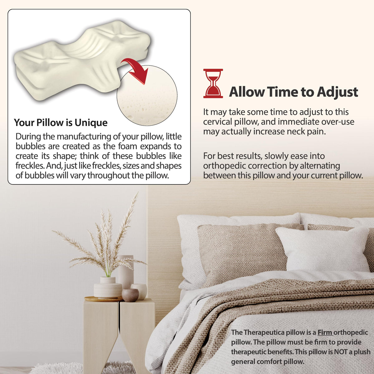 Compact packaging of Therapeutica pillow suggests space-saving setup
