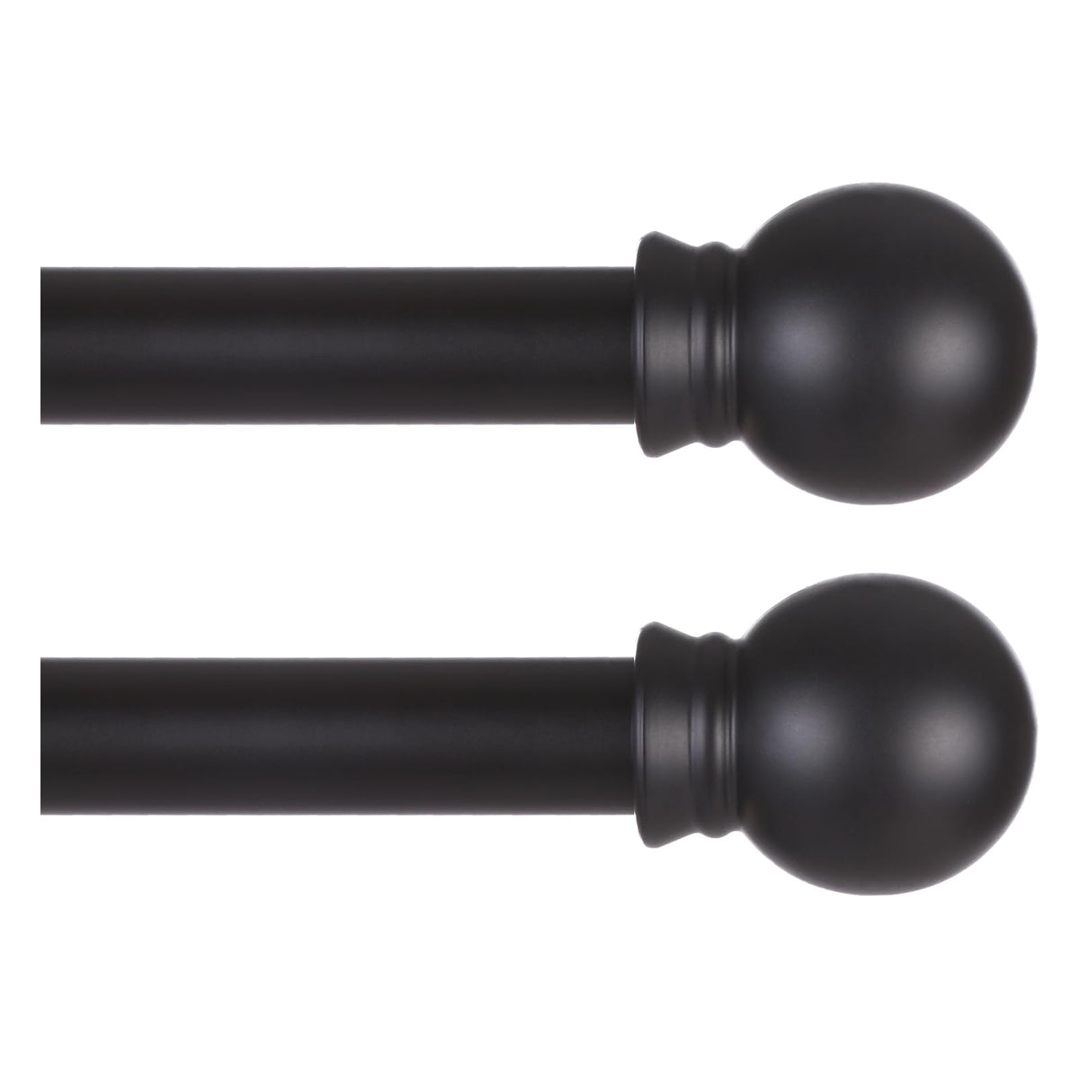 Thestoa 2-pack black curtain rods extended length for large windows.