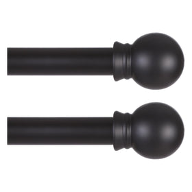 Thestoa 2-pack black curtain rods extended length for large windows.