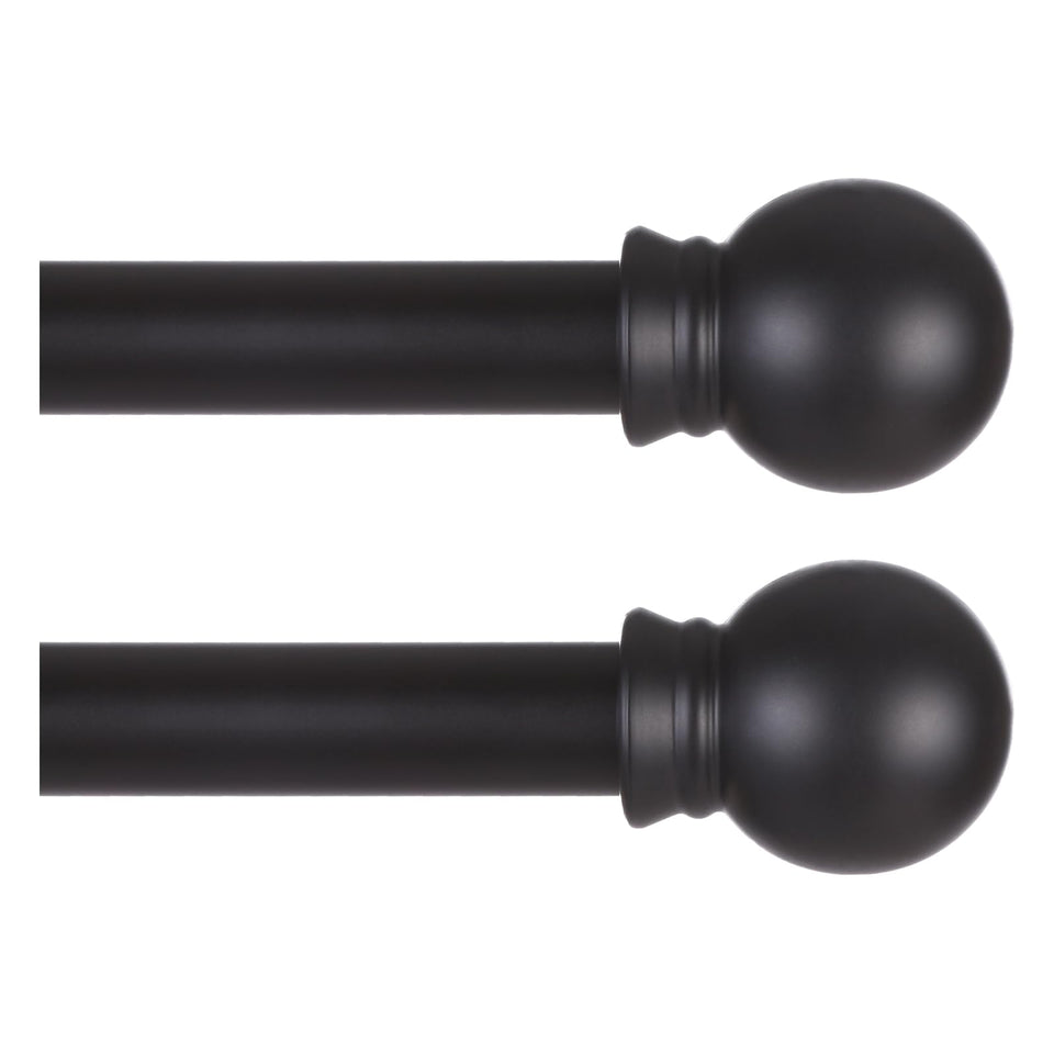 Thestoa 2-pack black curtain rods extended length for large windows.