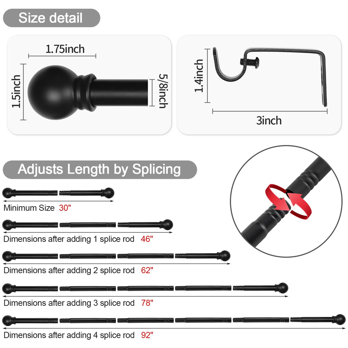 Thestoa curtain rod brackets and screws for secure installation.