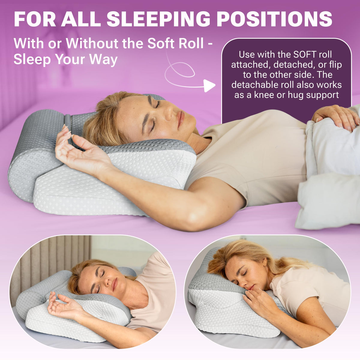 ThetaDream contour supports all sleep positions for spinal alignment.