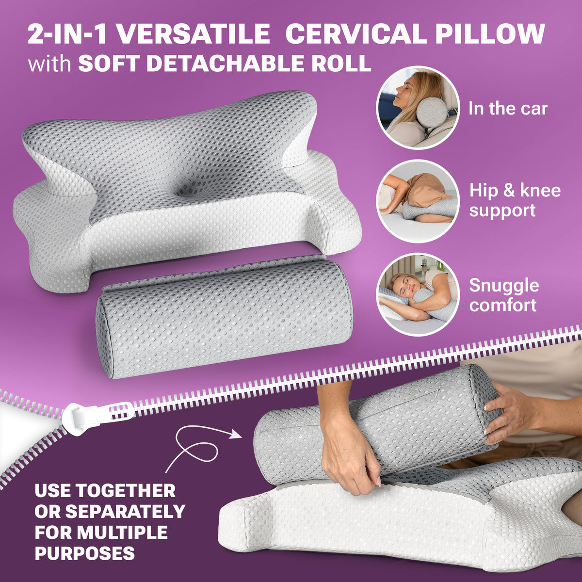 ThetaDream provides adjustable height levels to customize neck comfort.