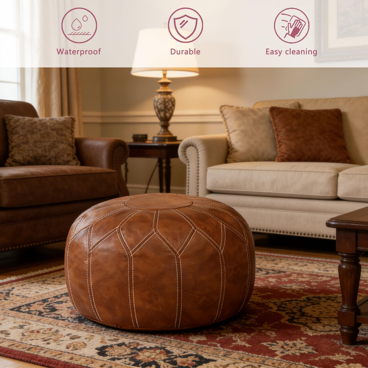 Thgonwid multifunction footrest offers extra seating in living rooms.