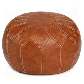 Thgonwid unstuffed Moroccan faux leather pouf ottoman storage — stylish round footrest with hidden storage.