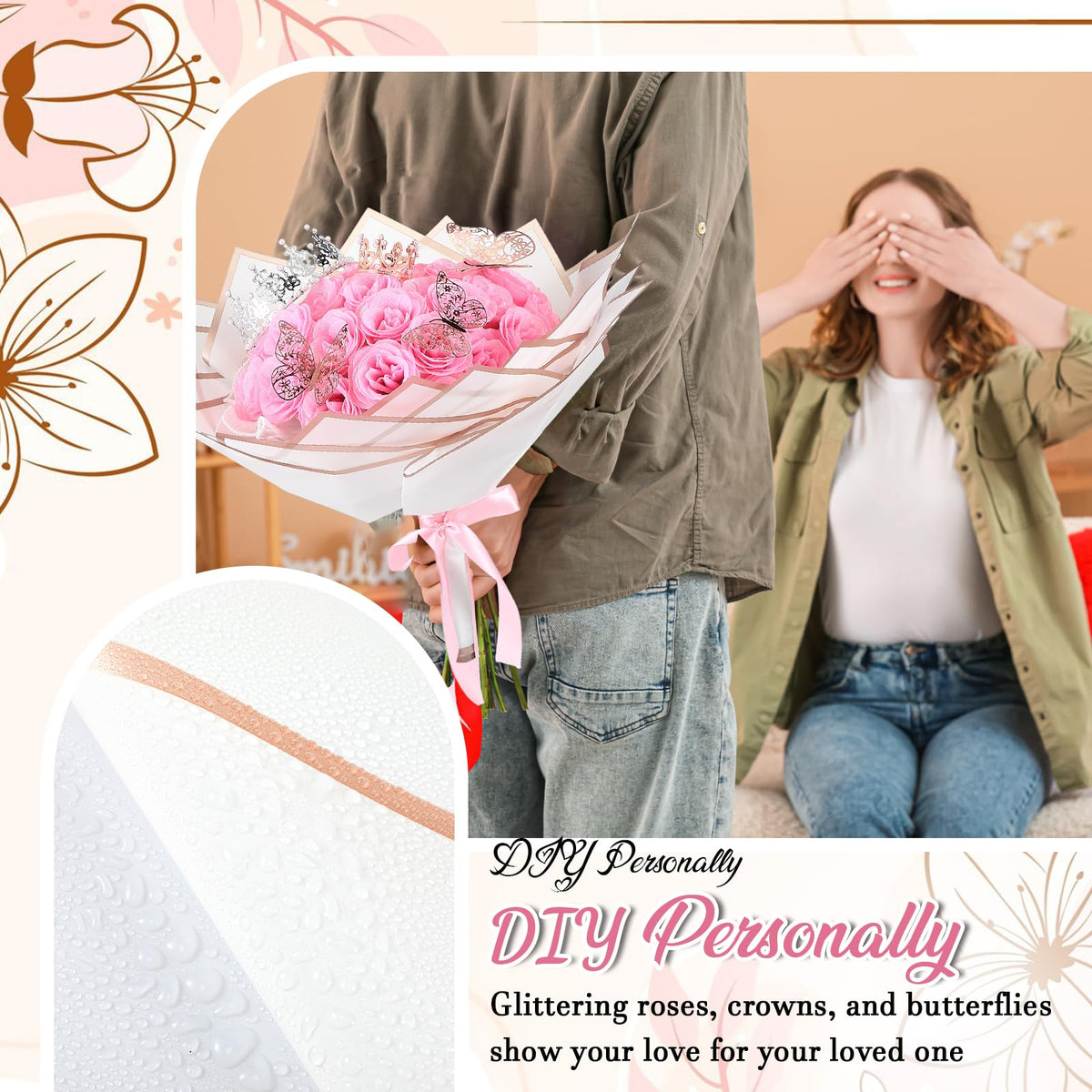 Thiccywoov crowns add a regal touch to a personalized bouquet.