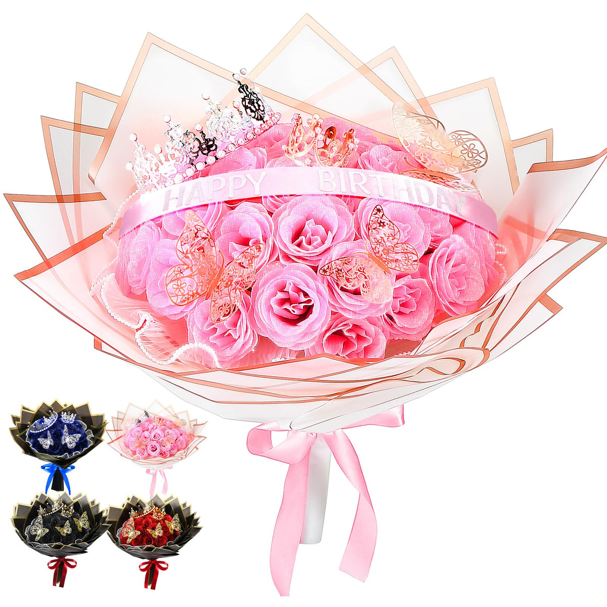 Thiccywoov glitter rose heads sparkle in a DIY bouquetmaking session.