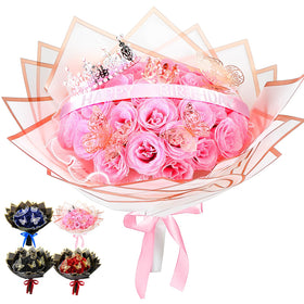 Thiccywoov glitter rose heads sparkle in a DIY bouquetmaking session.