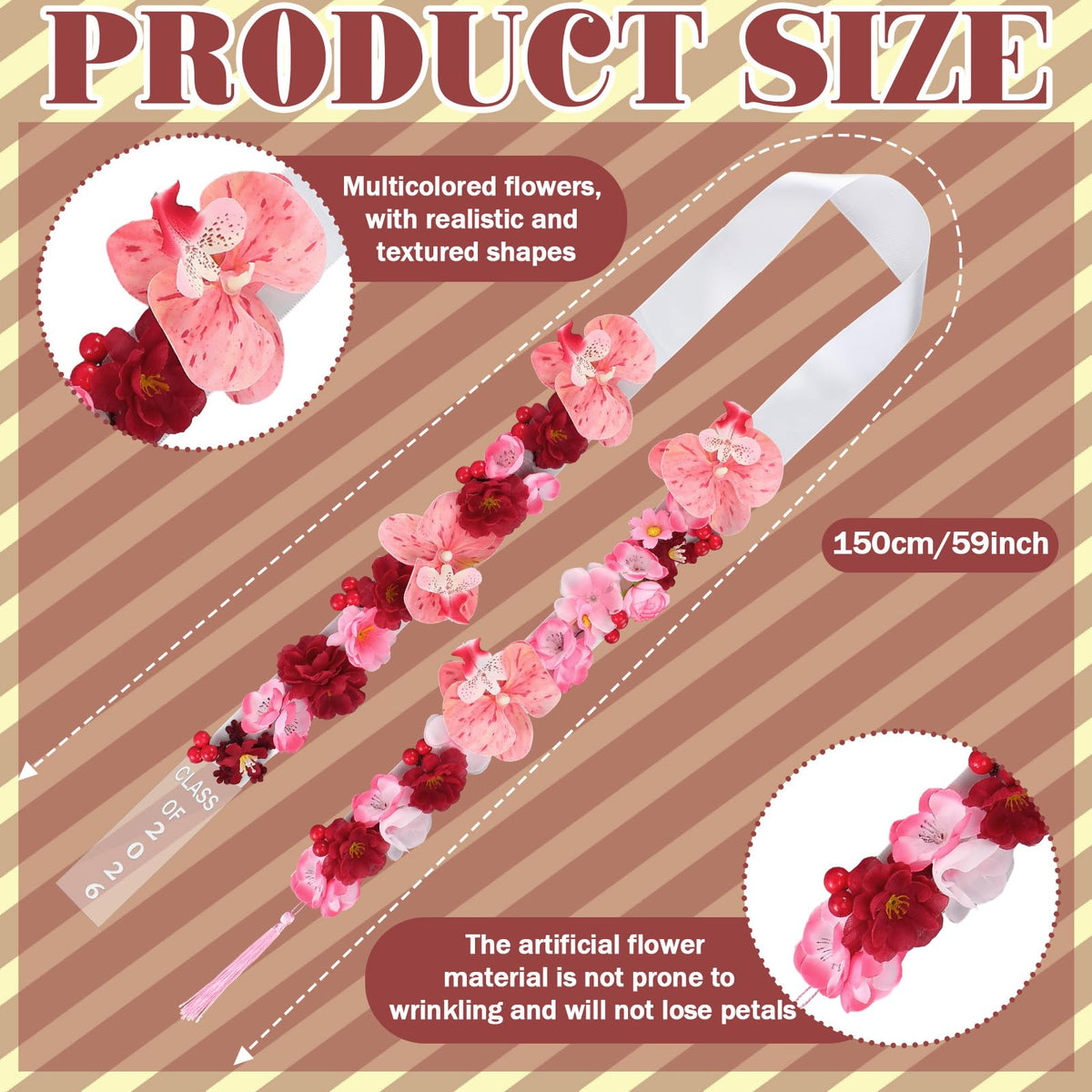 Thiccywoov Graduation Lei ribbons and tassels add elegant ceremony detail.