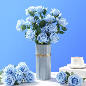 Thiccywoov light blue artificial roses enhancing reception decor