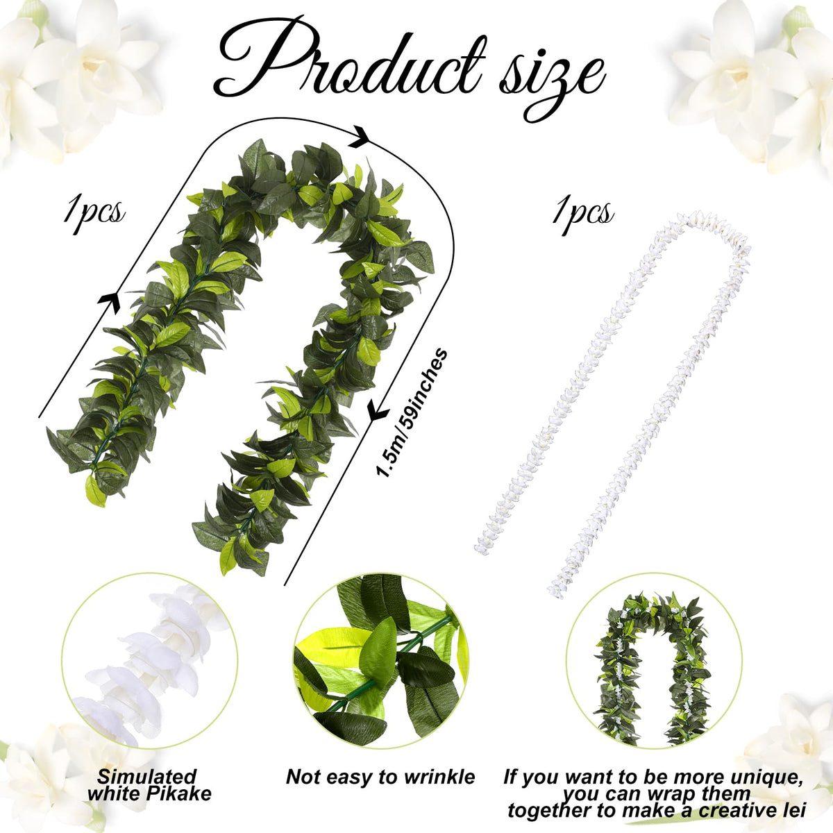 Thiccywoov Maile Leaf Lei with silky leaves for tropical vibes
