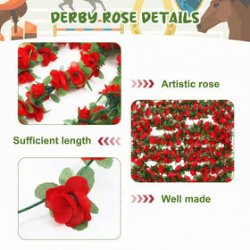 Thiccywoov red-green rose vine close-up shows lifelike petals and durable material.