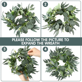 Thinkday artificial eucalyptus wreath 4inch versatile for doors and windows.