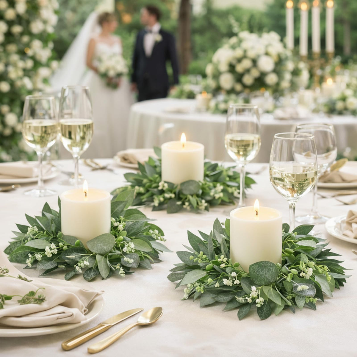 Thinkday eucalyptus candle ring small 4inch enhances wedding centerpieces.
