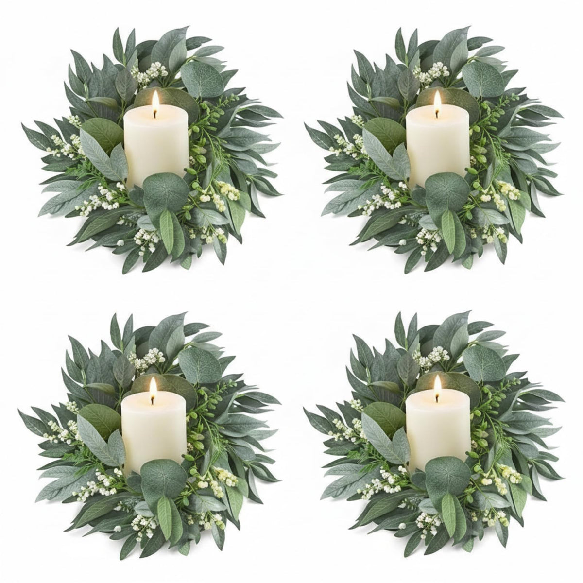 Thinkday wedding centerpiece candle ring 4inch adds natural green touch.