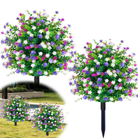 THKFUL artificial boxwood topiary balls, set of two, brighten porch planters.