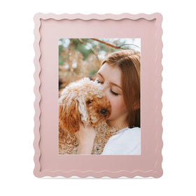 THKRLOF pink 11x14 frame with mat, front view showing a graceful wavy edge.