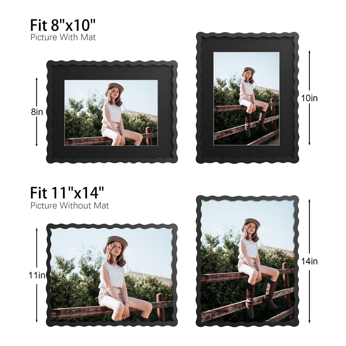 THKRLOF frame without mat fitting 11x14 photo for larger display