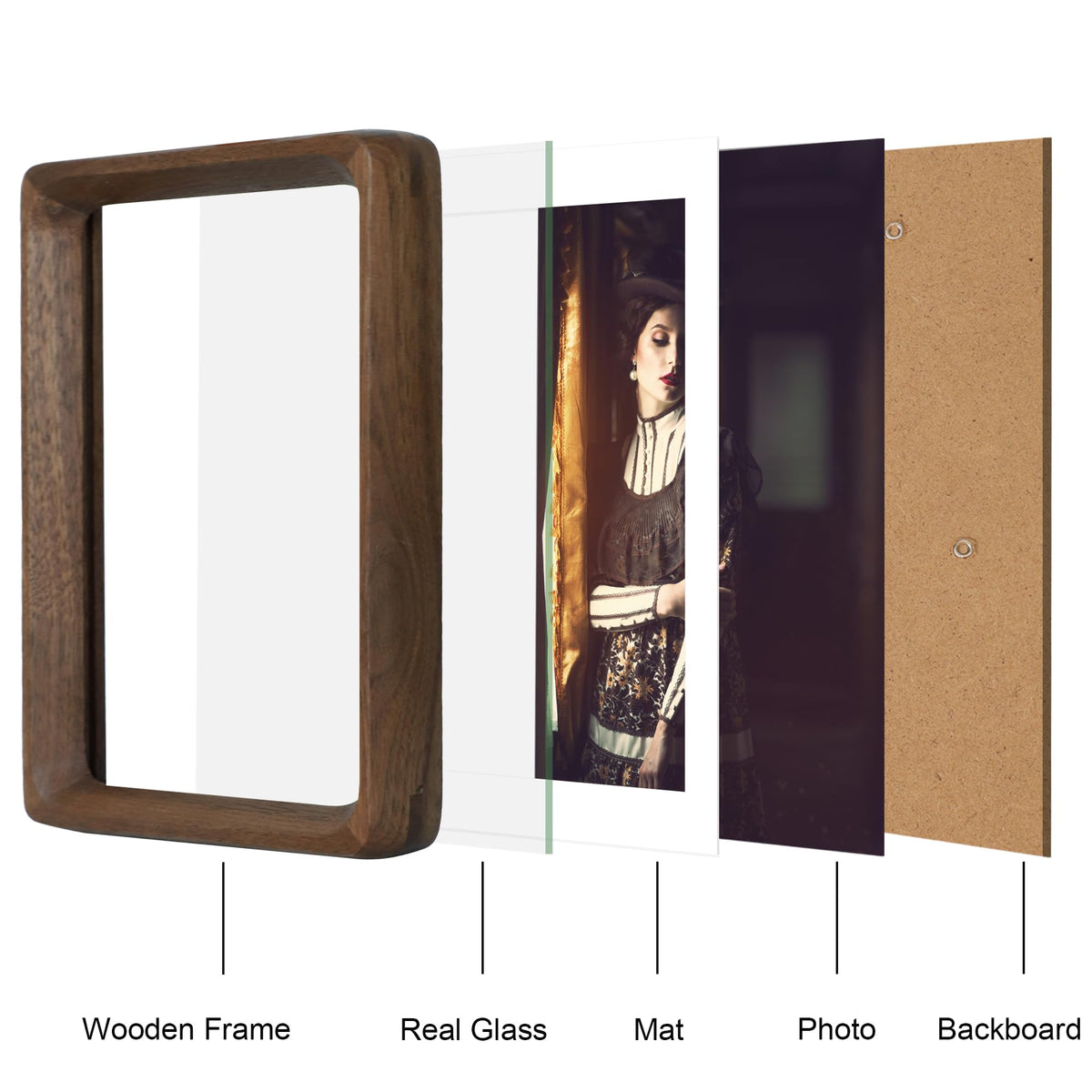 THKRLOF minimalist walnut frame enhances modern decor with subtle warmth.