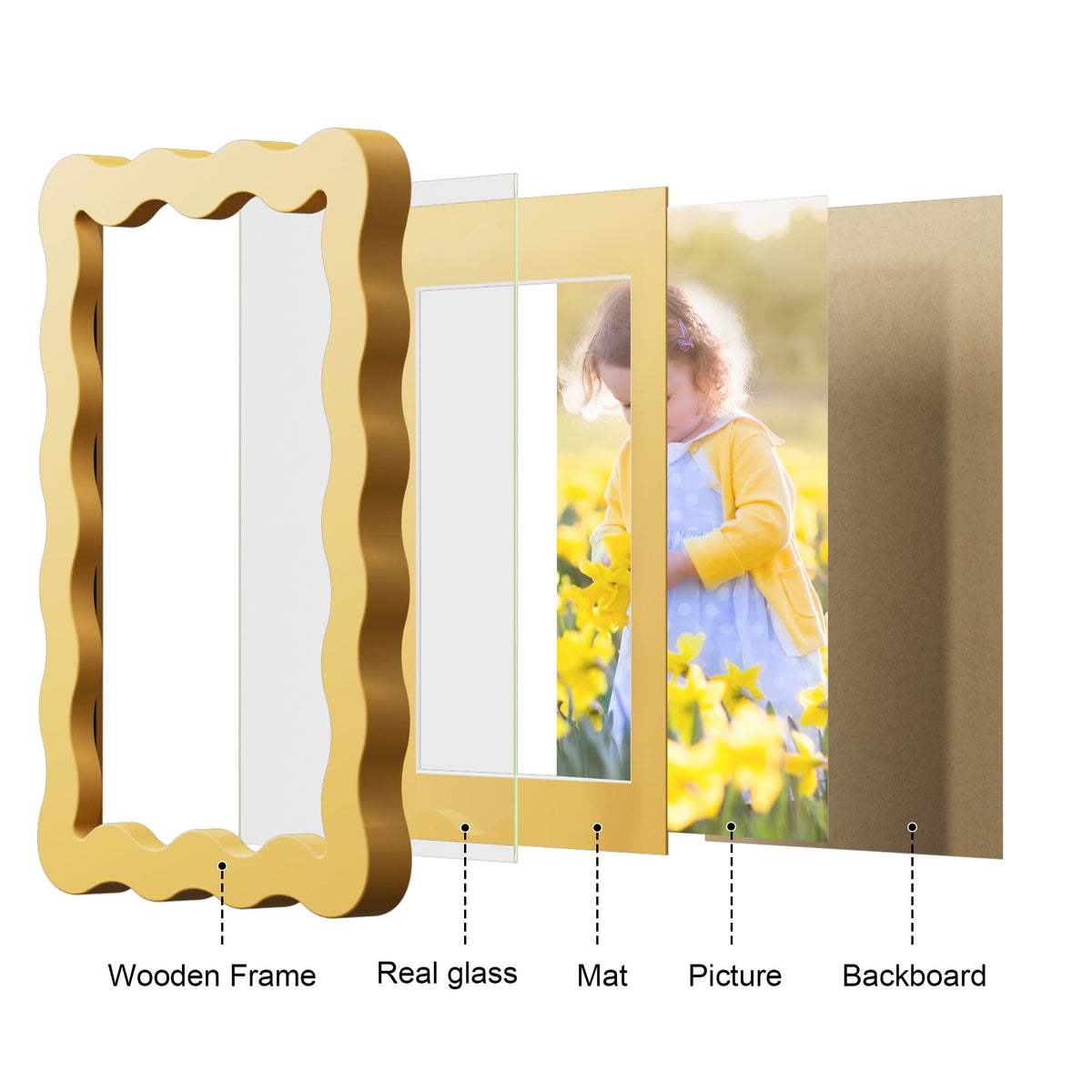 THKRLOF frame shown for vertical and horizontal wall and tabletop display