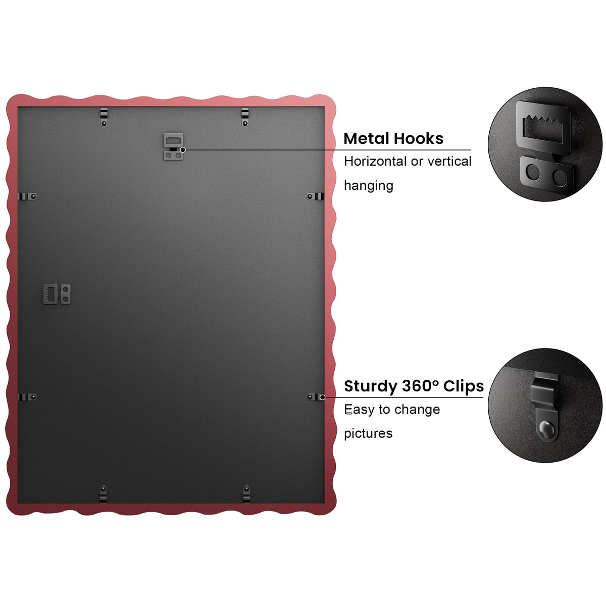 THKRLOF wall-hanging frame supports horizontal or vertical orientation
